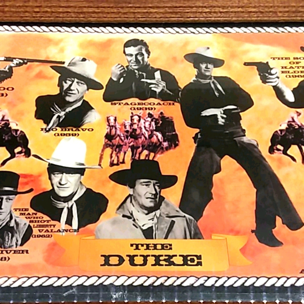 Vtg John Wayne THE DUKE movie label in frame